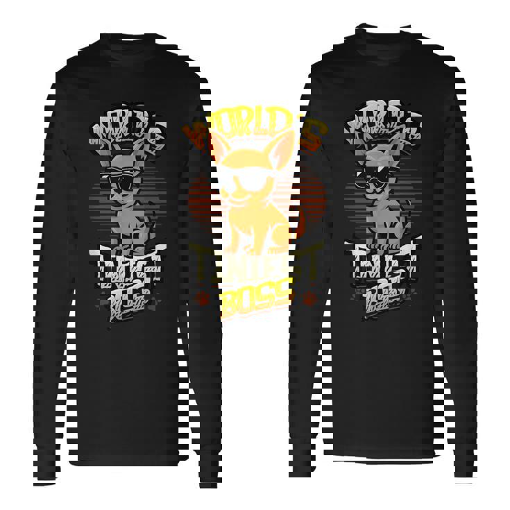 世界で最も小さなボス面白いチワワ 長袖Tシャツ ギフトのアイデア
