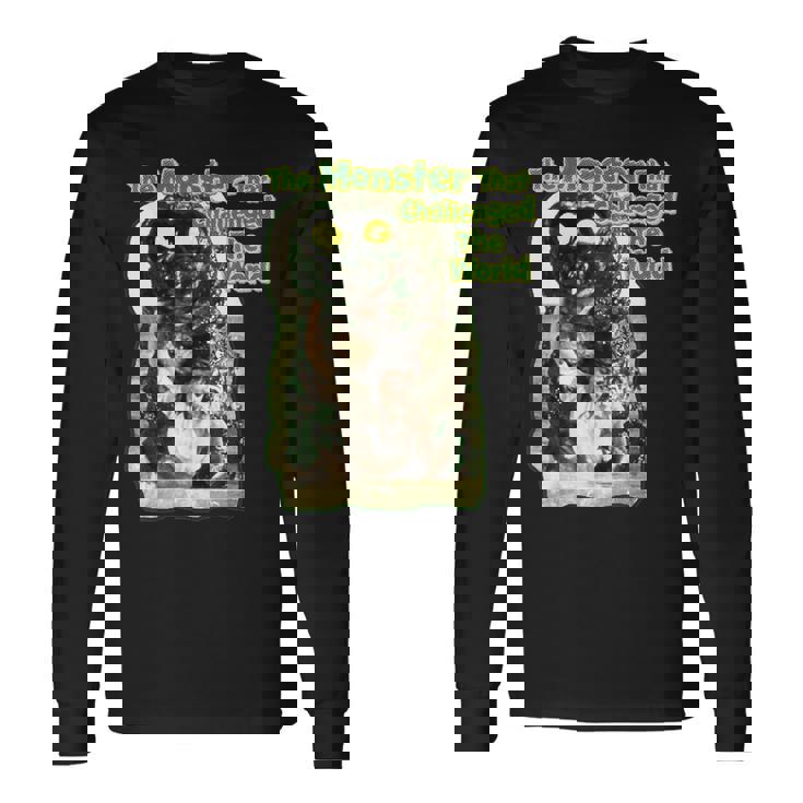世界に挑んだヴィンテージクラシックホラーモンスター 長袖Tシャツ ギフトのアイデア