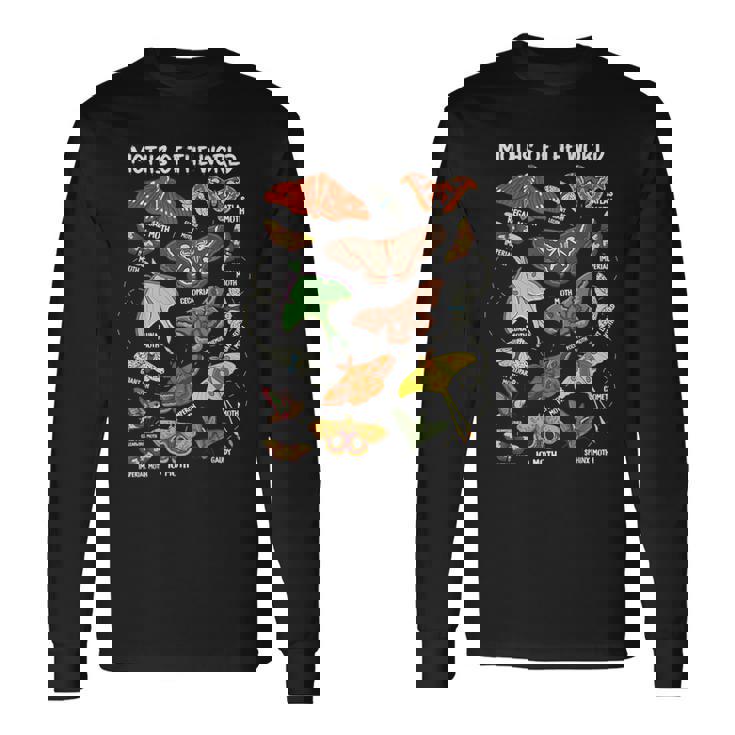 世界の蛾 昆虫昆虫 長袖Tシャツ