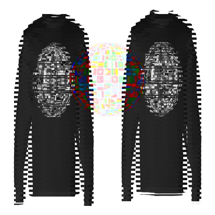 世界地図 世界地図 地球アトラス 世界の国旗 長袖Tシャツ