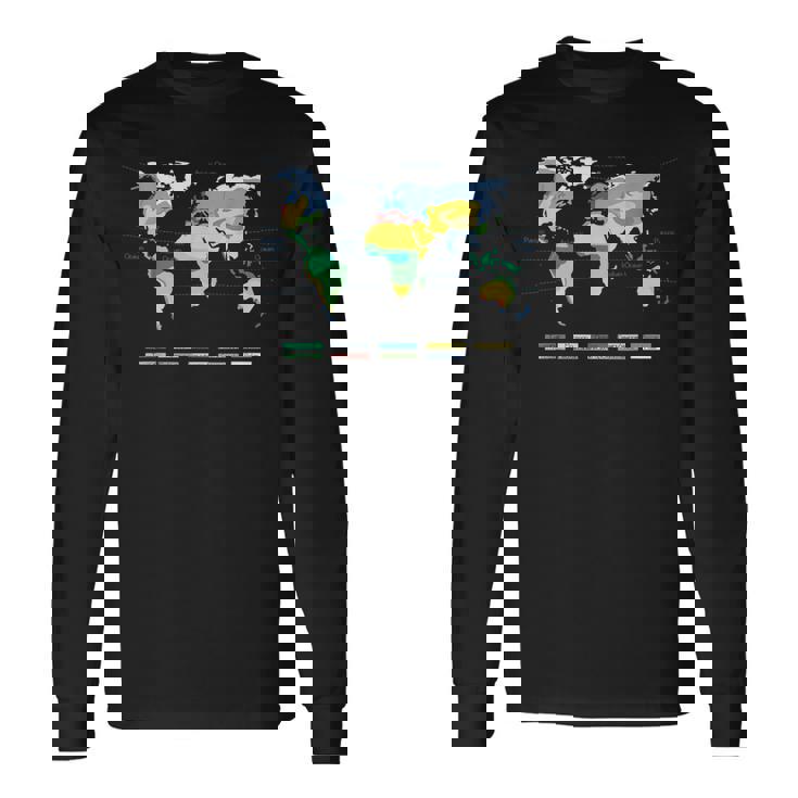 世界地図 気候帯 海名 英語語 長袖Tシャツ