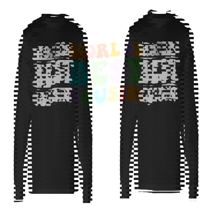 世界最高のいとこレトログラフィック – 楽しくカラフルないとこ 長袖Tシャツ
