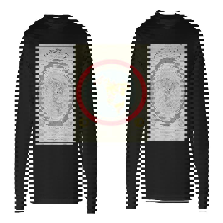 世界標準地図 フラットアースオリジナル 長袖Tシャツ