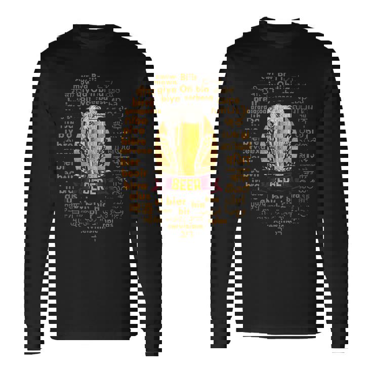 世界言語のビールおかしいビール愛好家の贈り物 長袖Tシャツ