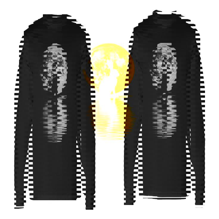 中秋節月 うさぎ シルエット 月餅 恋人 長袖Tシャツ ギフトのアイデア