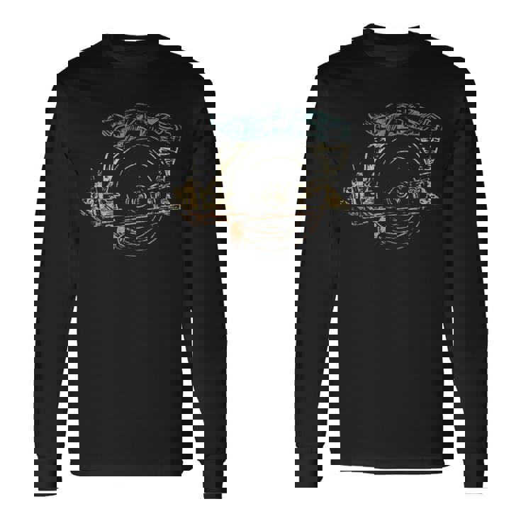 丸鋸ツール レトロ ヴィンテージ 職人 大工 長袖Tシャツ