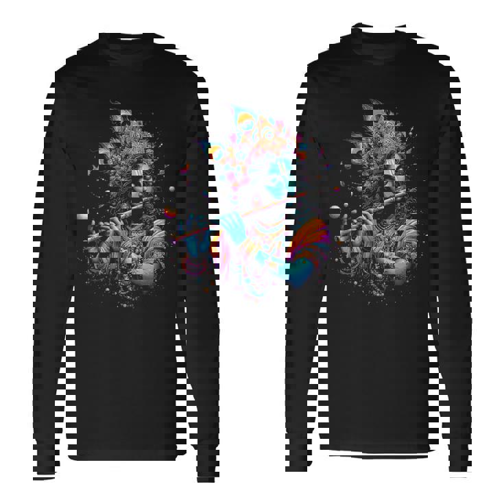 主シュリ クリシュナ ヒンドゥー教の神 主シュリ クリシュナ 恋人 信者 長袖Tシャツ ギフトのアイデア