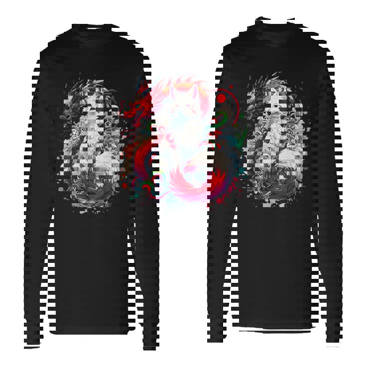 九尾狐 きつね竜 長袖Tシャツ