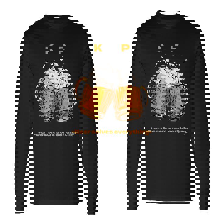 乾杯ビールは全てを解決する ビール 夏 乾杯 Kp ジョッキ 生ビール 長袖Tシャツ