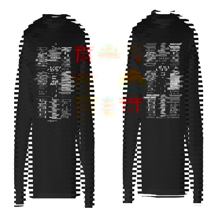 京都・伏見稲荷大社・平安神宮・下鴨神社・地主神社・御金神社・金閣寺・清水寺・二条城 長袖Tシャツ