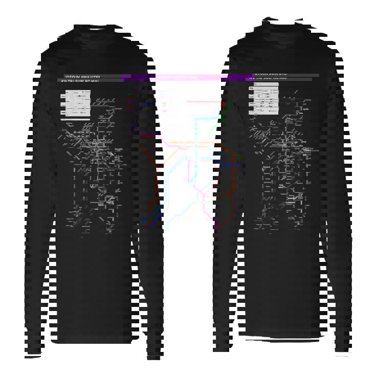 京都日本地下鉄鉄道おみやげ路線図 長袖Tシャツ