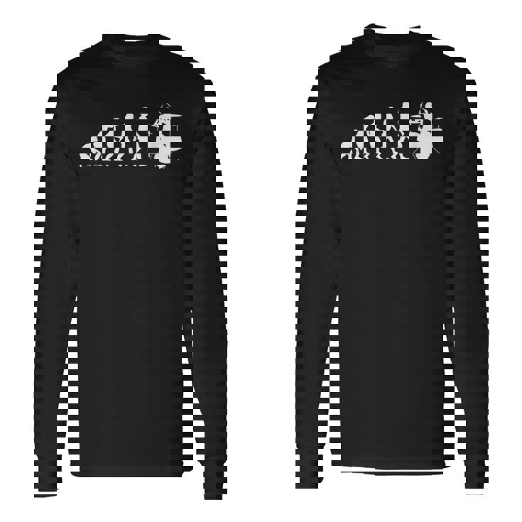 人類の進化 ネタ ジャズ ポップ バンド 音楽 ドラマー ドラム奏者 ミュージシャン おもしろ ドラム 長袖Tシャツ