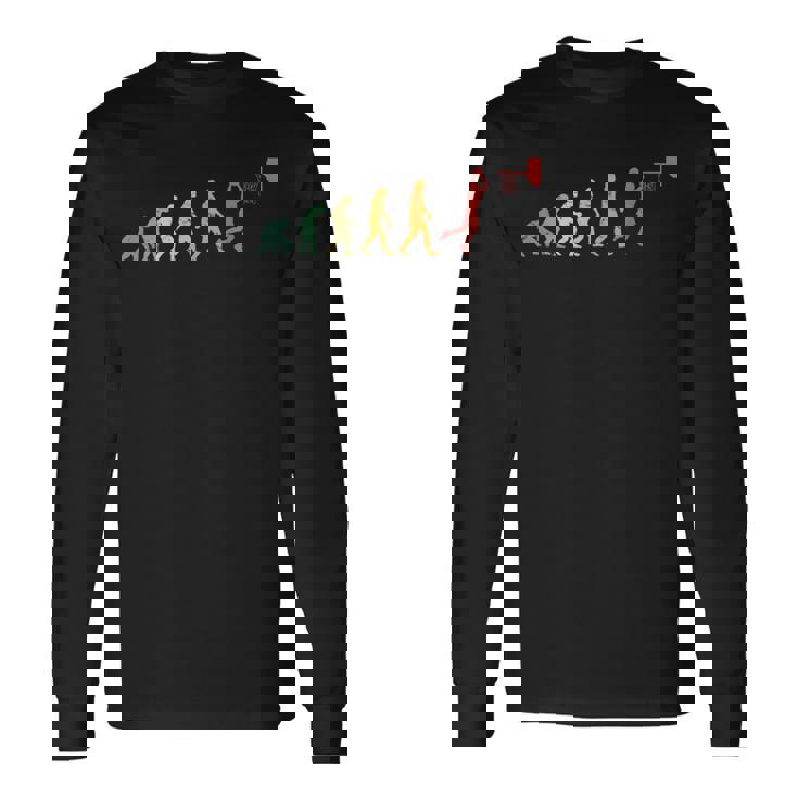 人類の進化 ネタ バスケ バスケットボール バスケ好き バスケファン バスケットマン おもしろ バスケ部 長袖Tシャツ