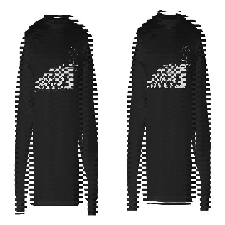 人類の進化 弓道 弓術 弓道好き 騎射 歩射 堂射 弓道部 弓道サークル 古武術 和弓 エボリューション 長袖Tシャツ