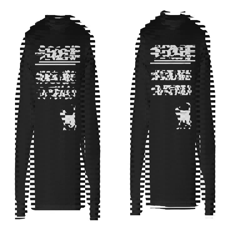 今日の目標 知らない猫について行かない かわいい おもしろ ねこ好き 猫好き ギャグ 愛猫家 ネコ好き 長袖Tシャツ