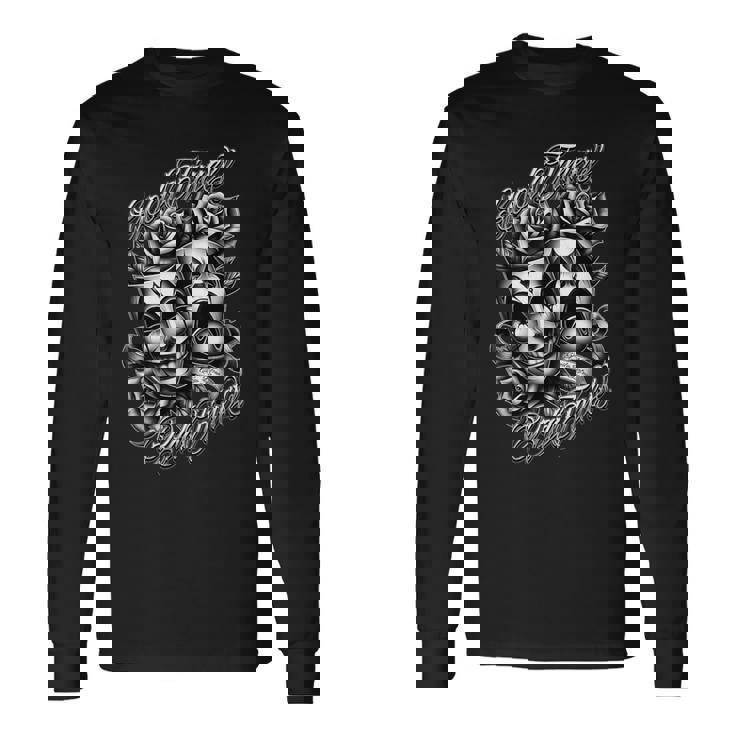 今笑って、後で泣こう。タトゥー チカーノ・アート ピエロの仮面 ローライダー 長袖Tシャツ