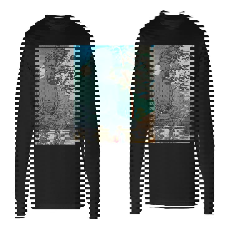 仏 大仏像 仏教 禅 瞑想 長袖Tシャツ