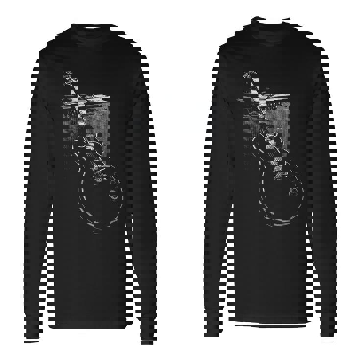 伝説のブルースギターとアンプのデザイン。ギタリストギフト 長袖Tシャツ