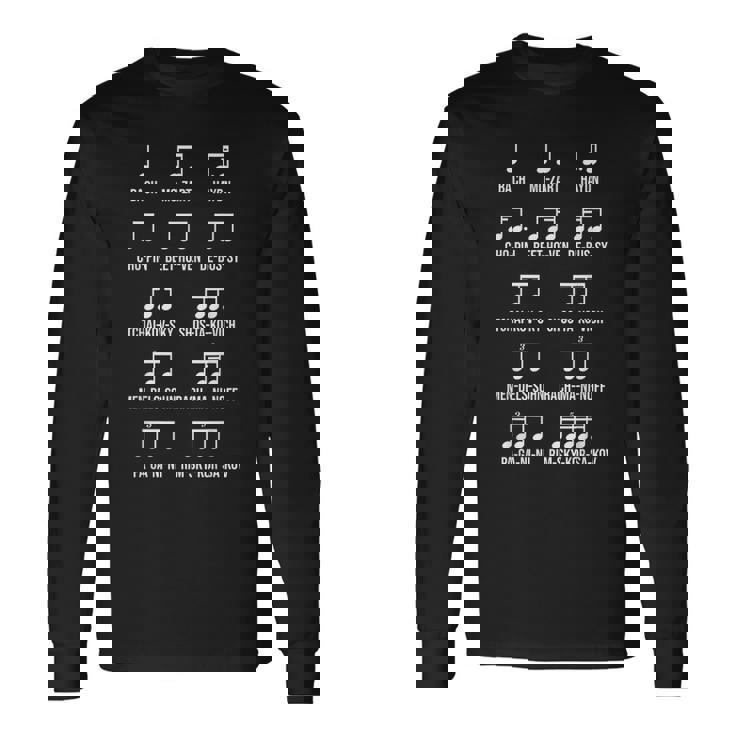作曲家 リズム クラシック音楽 ギフト 音楽 モチーフ バッハ モーツァルト ベートーベン ショパン 音楽好き 長袖Tシャツ