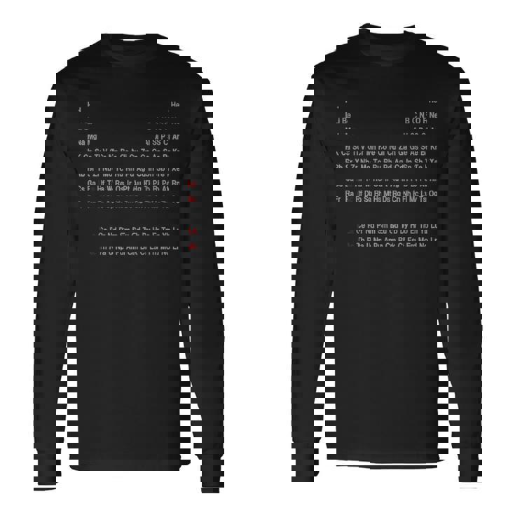 元素周期表 理科 物理 科学 化学 数学 算数 数式 公式 化学式 円周率 メンズ キッズ 大きいサイズ 元素記号 長袖Tシャツ