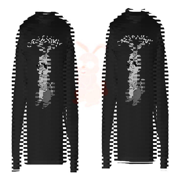 兎 ウサギ メガネ サングラスtay Cool Dog レトロ おもしろ かわいい イラスト 長袖Tシャツ