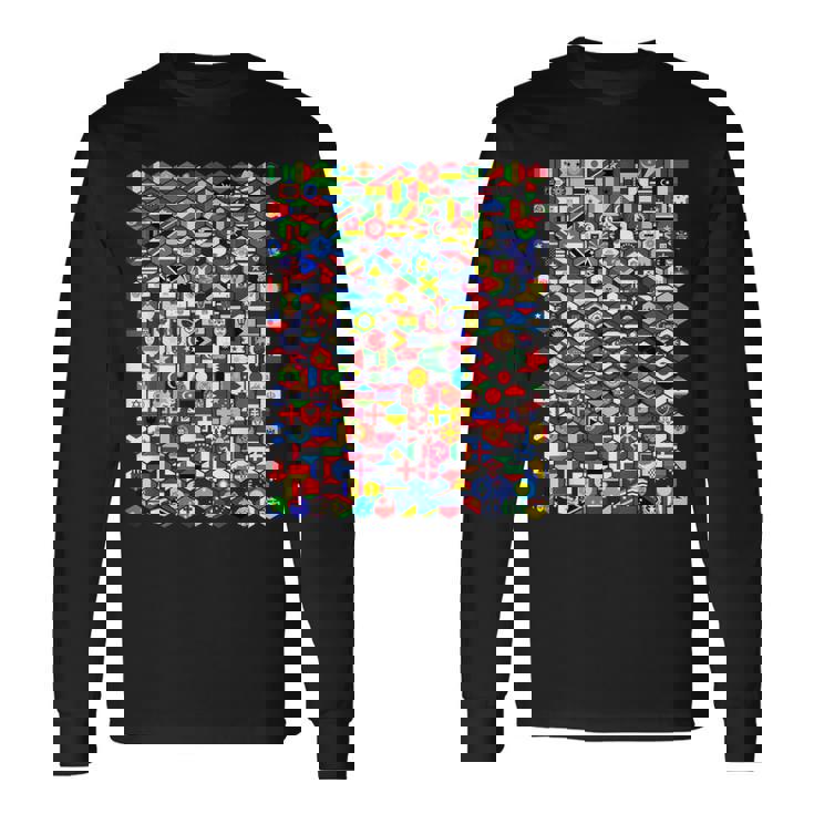 六角形の世界旗、国旗tシャツ 長袖Tシャツ