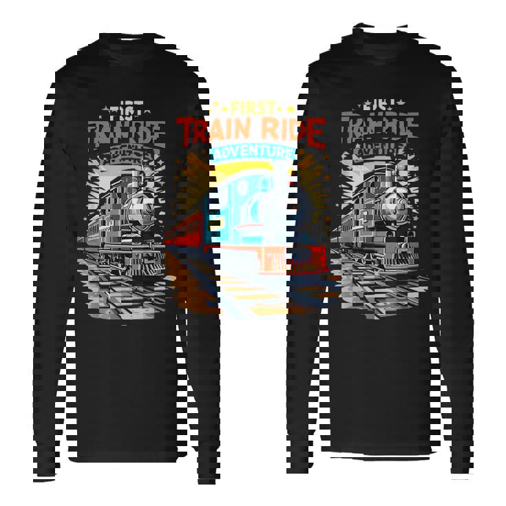 初電車 乗る 鉄道 アドベンチャー 風景 旅行 メモリーギア 長袖Tシャツ ギフトのアイデア