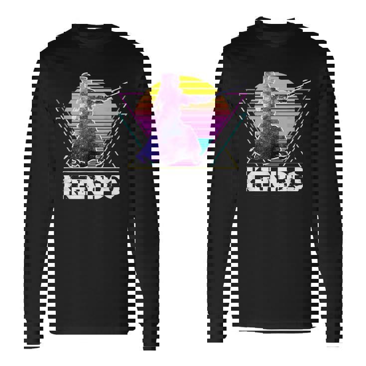 剣道 日本武道 レトロ ヴィンテージ ヴェイパーウェーブ 90年代 長袖Tシャツ