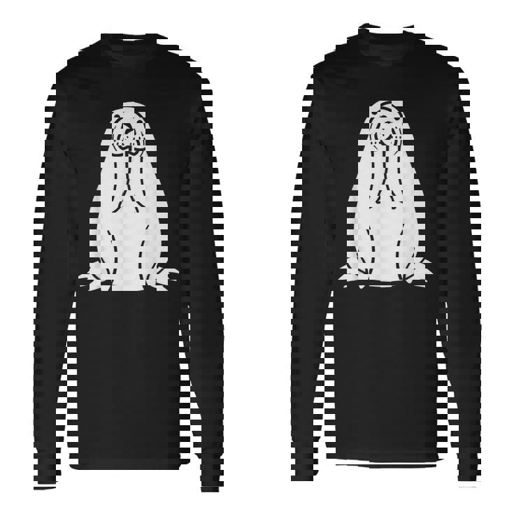 動物 かわいい ミニマリスト セイウチ シンプルなセイウチ 長袖Tシャツ