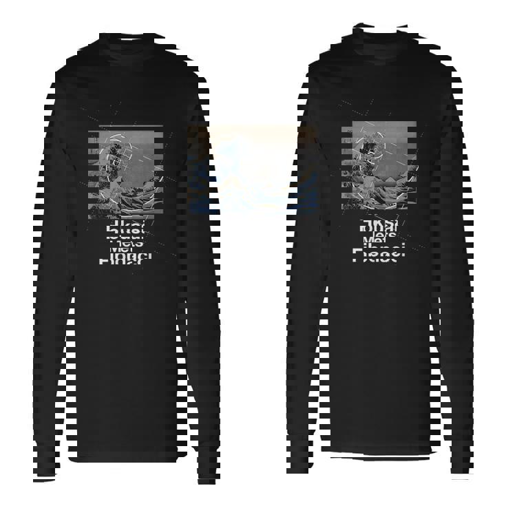 北斎とフィボナッチの黄金比 長袖Tシャツ