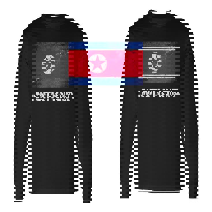 北朝鮮国旗tシャツ 長袖Tシャツ
