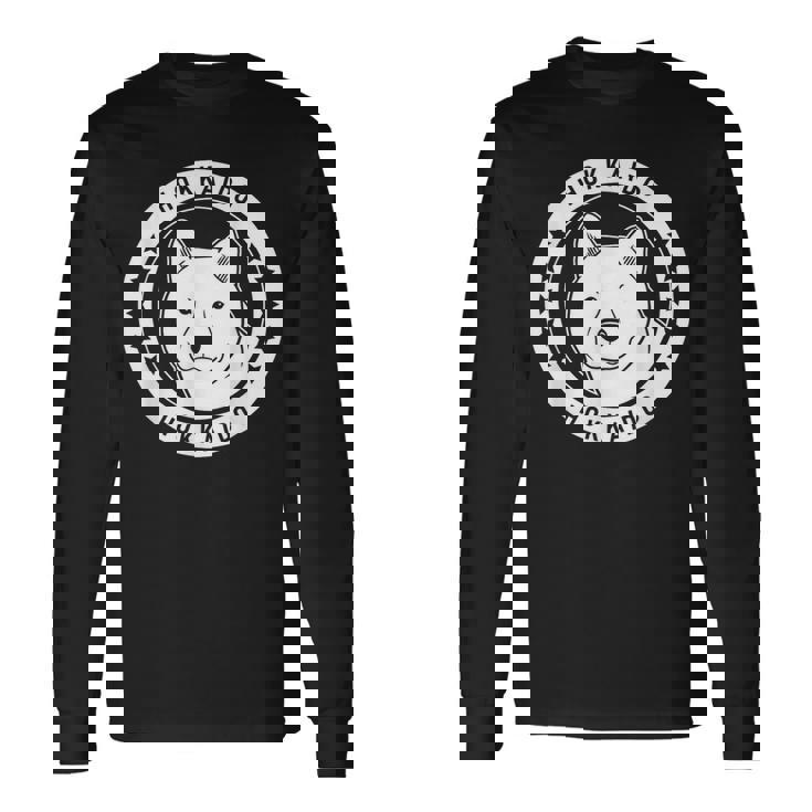 北海道犬のポートレート 長袖Tシャツ