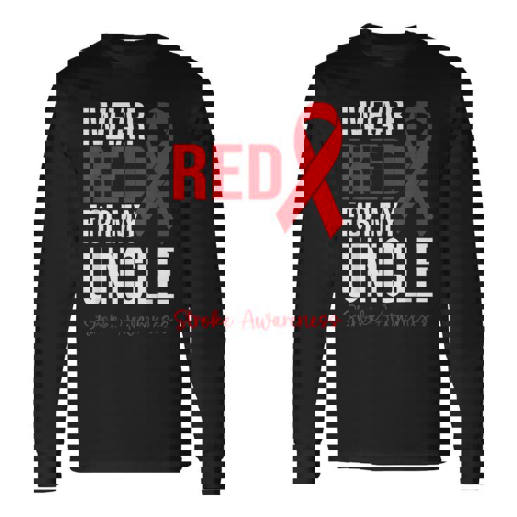 叔父さんの脳卒中啓発のために赤を着ています 長袖Tシャツ