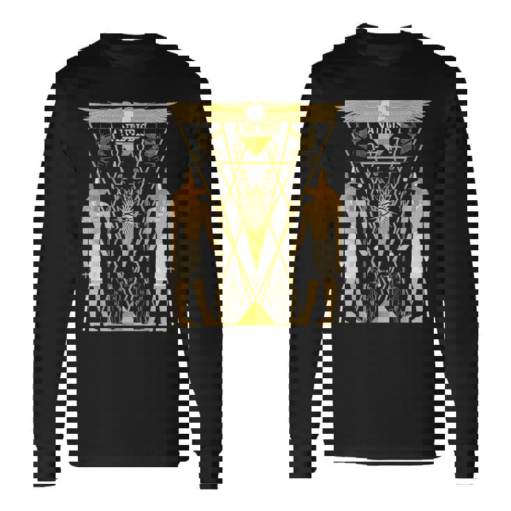 古代エジプトの神アヌビス ケメティックネーターアンプ 長袖Tシャツ