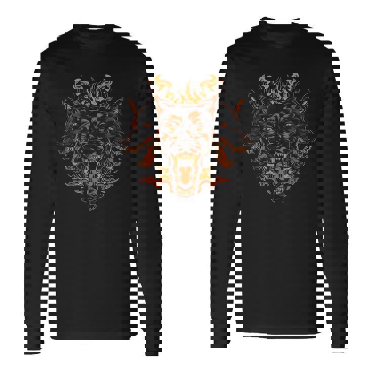 古代ギリシャ神話 ケルベロス 三頭犬 ケルベロス 長袖Tシャツ