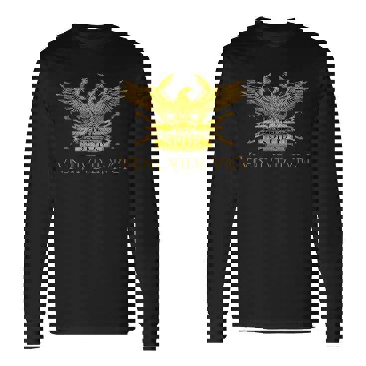 古代ローマ軍団 イーグル ジュリアス・シーザー ヴェニ・ヴィディ・ヴィチ 長袖Tシャツ