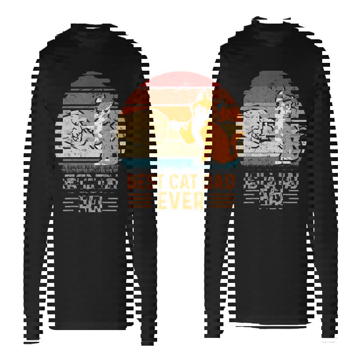 史上最高の猫のお父さん 長袖Tシャツ
