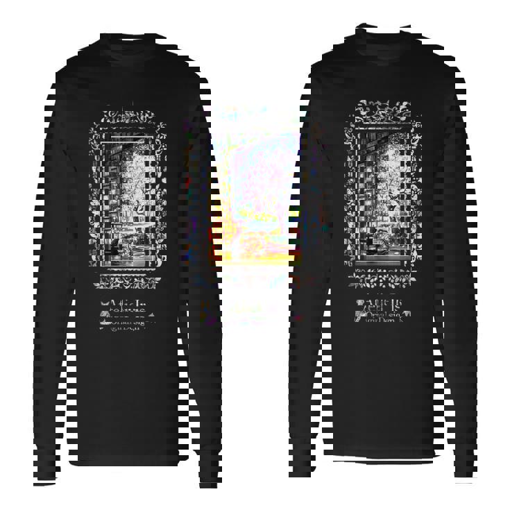 和みの夜桜 猫 金魚 長袖Tシャツ