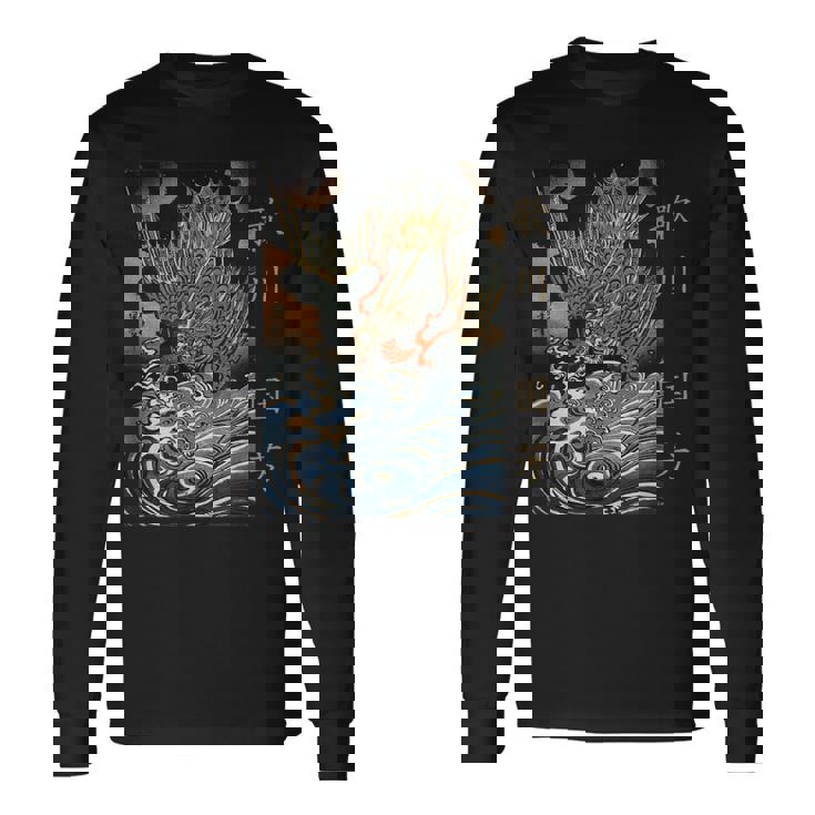 和龍 波 歌川国吉 浮世絵 伝統 長袖Tシャツ