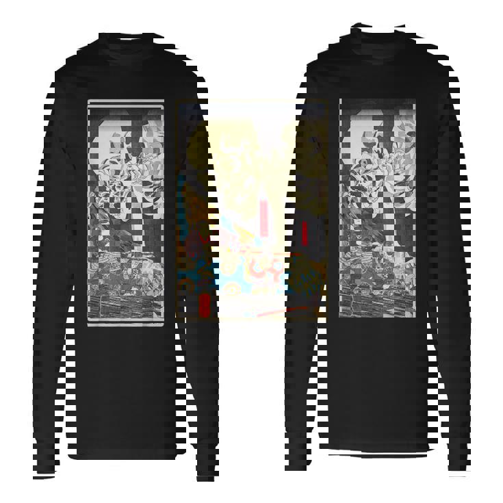 善知鳥安方忠義伝 歌川国芳 国芳スケルトンスペクター日本の浮世絵アートプリント 長袖Tシャツ