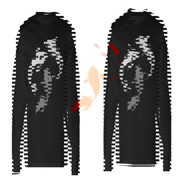 国産鯉 庭 池 魚 長袖Tシャツ