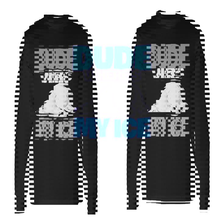 地球温暖化対策 シロクマ 長袖Tシャツ