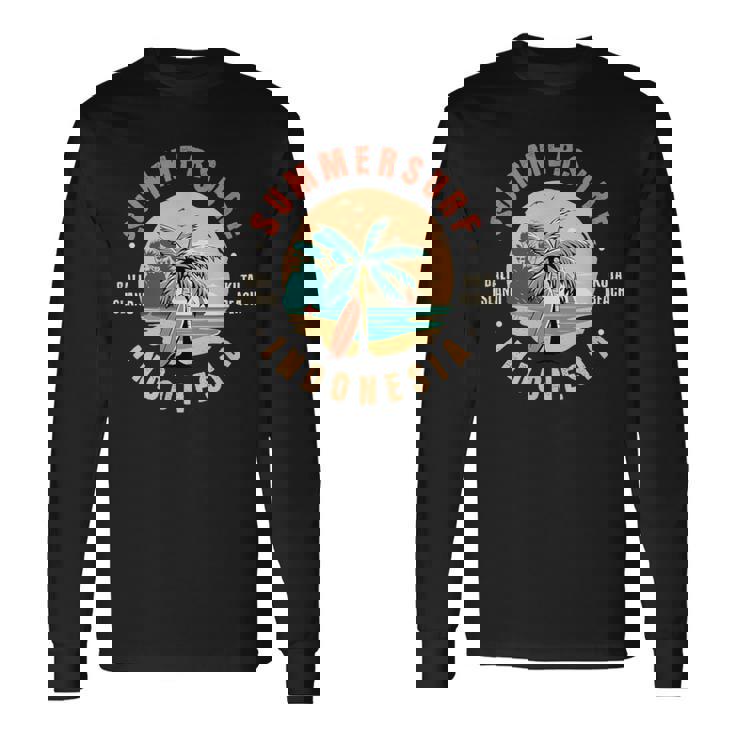 夏のサーフ、バリ島、クタビーチ、インドネシア旅行 長袖Tシャツ