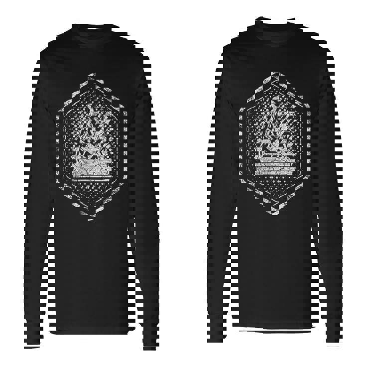 大工のギルドサイン 胸に伝統的な六角形 長袖Tシャツ