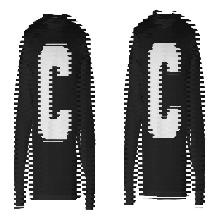 大文字 C アルファベット モノグラム イニシャル 長袖Tシャツ