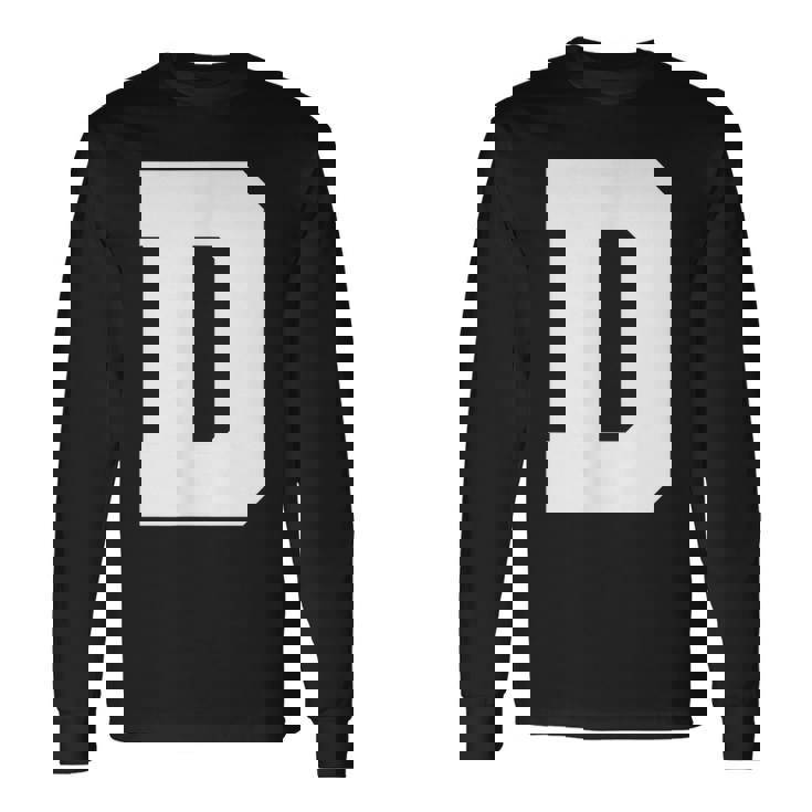 大文字 D アルファベットモノグラム イニシャル 長袖Tシャツ