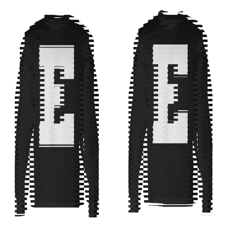 大文字 E アルファベット モノグラム イニシャル 長袖Tシャツ