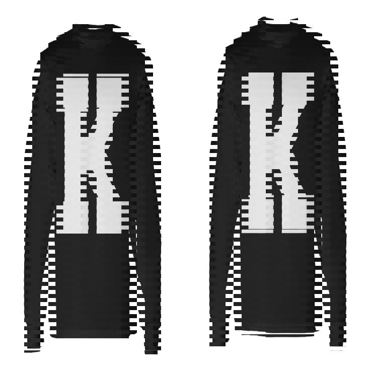 大文字 K アルファベットモノグラム イニシャル 長袖Tシャツ