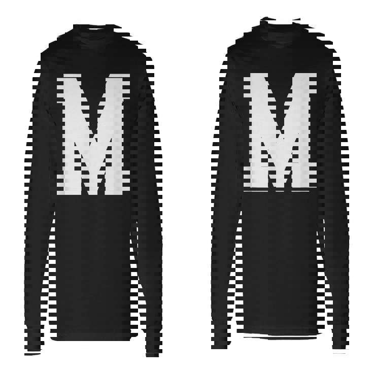 大文字 M アルファベットモノグラム イニシャル 長袖Tシャツ