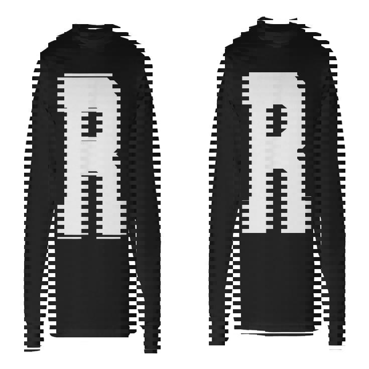 大文字 R アルファベット モノグラム イニシャル 長袖Tシャツ